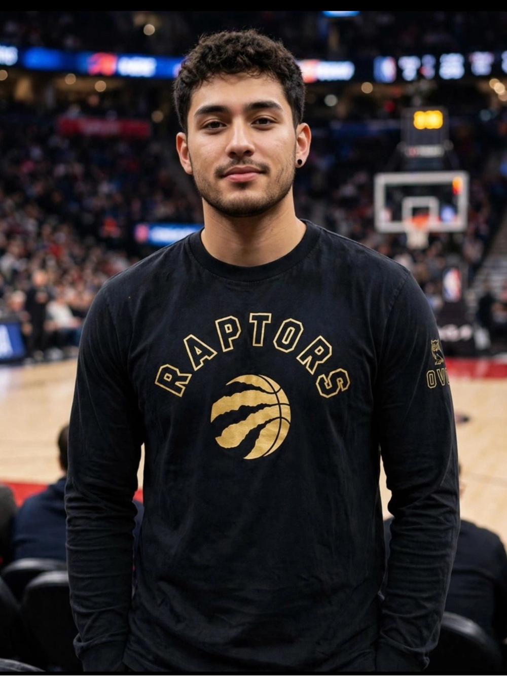 Toronto Raptors x OVO Drake's Night Black Long Sleeve Tee Gold Logo - "OSFA